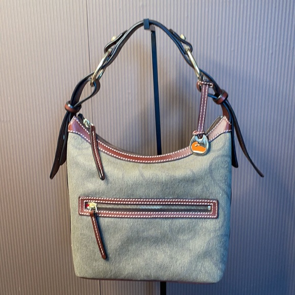 Dooney & bourke green purse with brown leather trim - Picture 2 of 16